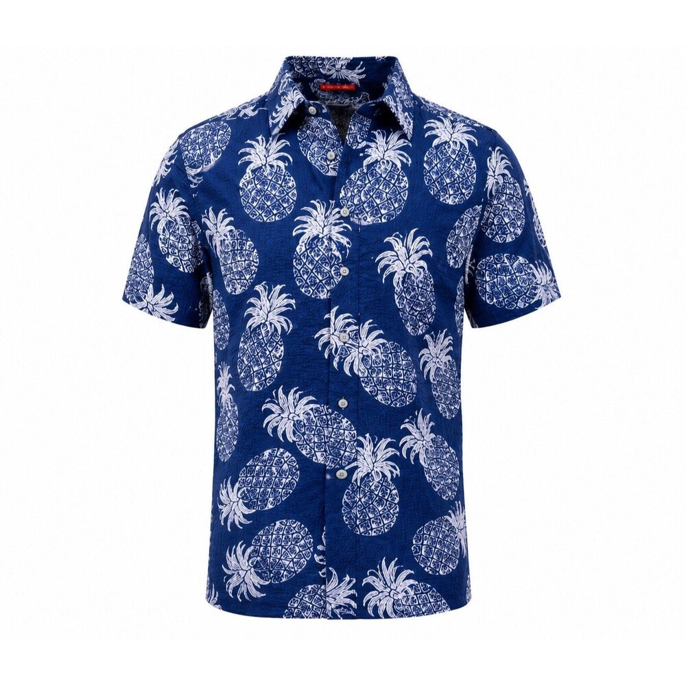 Tori Richard Shirt Men 2XL Camp Shirt Blue White Aloha Hawiian Seersucker NWOT
